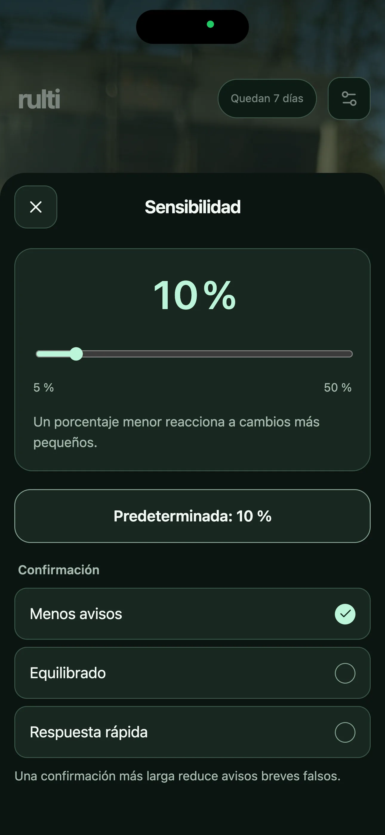 Ajusta la sensibilidad
