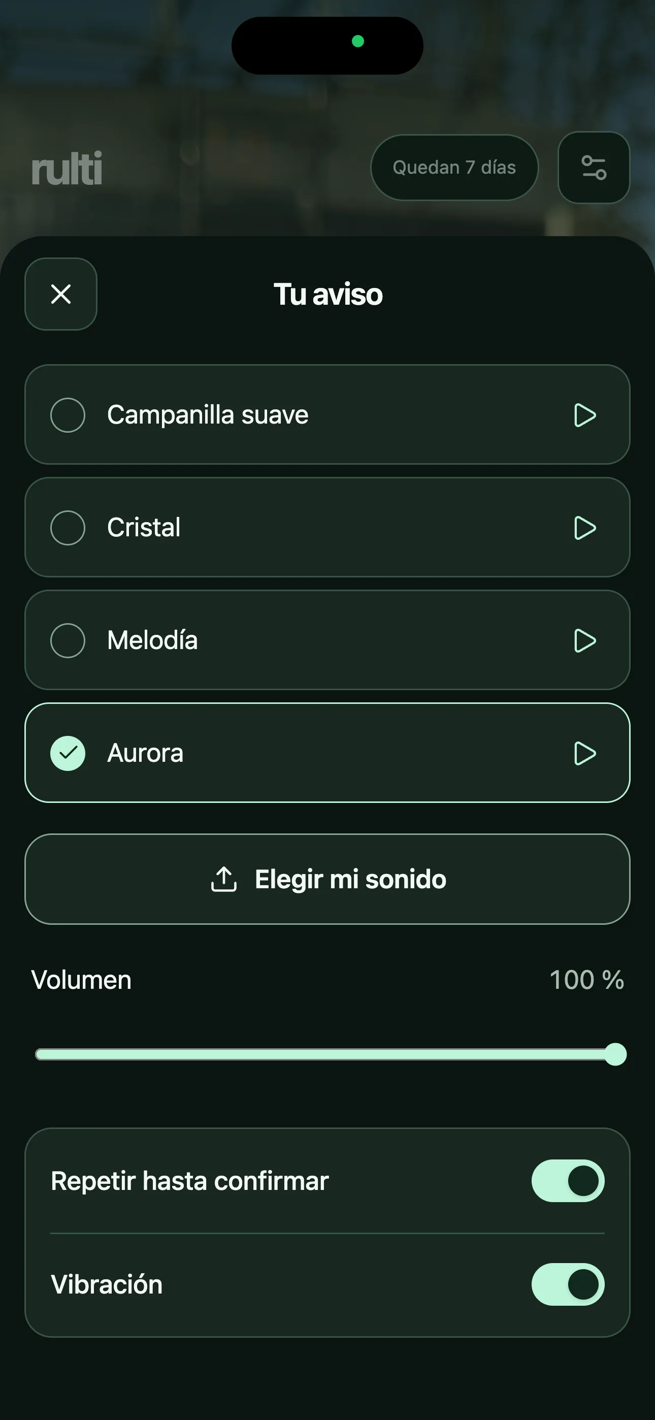 Elige el sonido de aviso